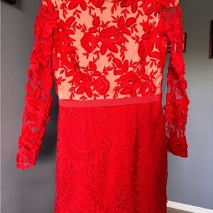 Monique Lhuillier Red Lace Dress size 8